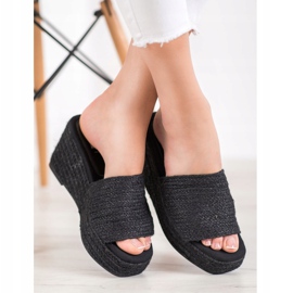 Kylie Moderiktiga kil tofflor svart 2