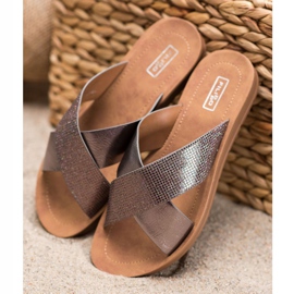 Filippo Glänsande Eco Leather -tofflor grå 1