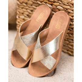 Filippo Glänsande Eco Leather -tofflor gyllene 1