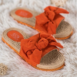 Small Swan Trendiga tofflor med rosett orange 1