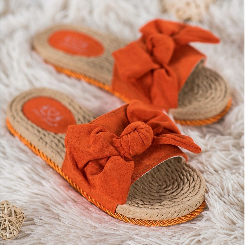 Small Swan Trendiga tofflor med rosett orange 1