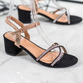 Small Swan Sandaler På En Bar Med Cubic Zirconia svart gul 1