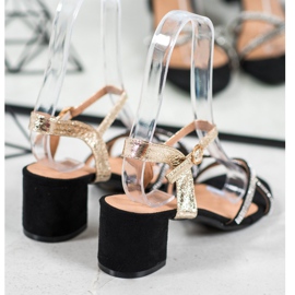 Small Swan Sandaler På En Bar Med Cubic Zirconia svart gul 1