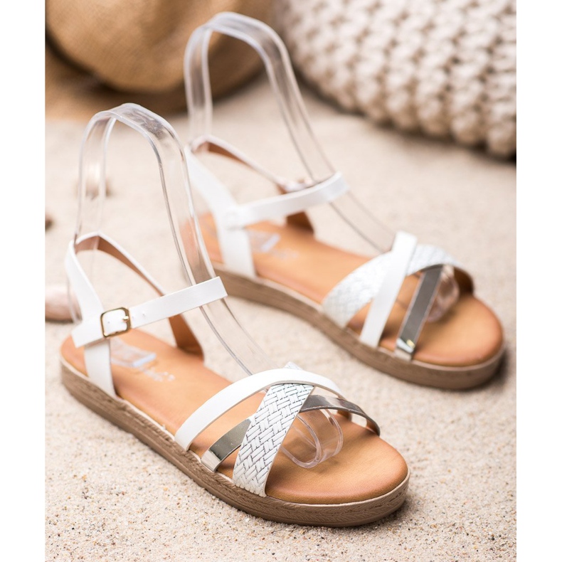 Weide Snygga sandaler tillverkade av ekoläder vit grå 1