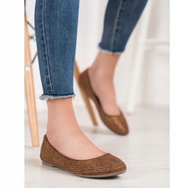 Diamantique Mockaballerinor med kristaller brun 1