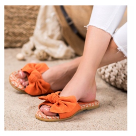 Renda Eleganta tofflor med rosett orange 2