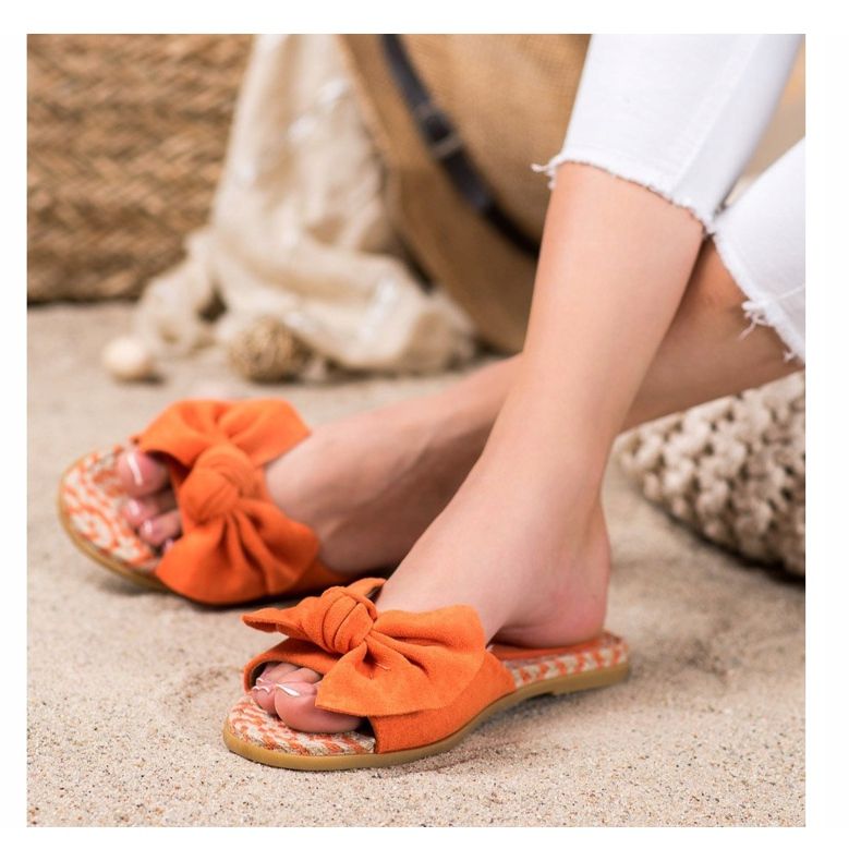 Renda Eleganta tofflor med rosett orange 2