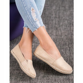 SHELOVET Beige Espadrilles med glitter 1