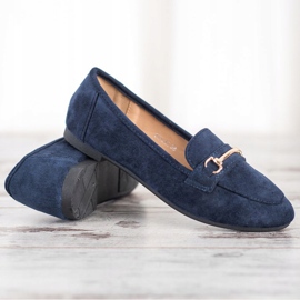 Anesia Paris Eleganta loafers i mocka marinblå blå 2