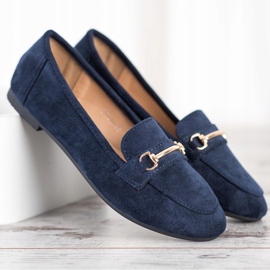 Anesia Paris Eleganta loafers i mocka marinblå blå 1