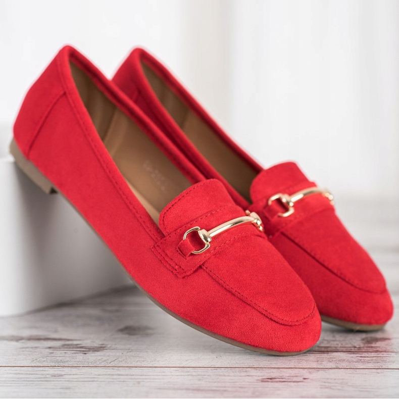Anesia Paris Eleganta loafers i mocka röd 1
