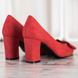 W. Potocki Glitterpumpar med rosett röd 1