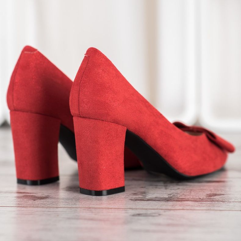 W. Potocki Glitterpumpar med rosett röd 1