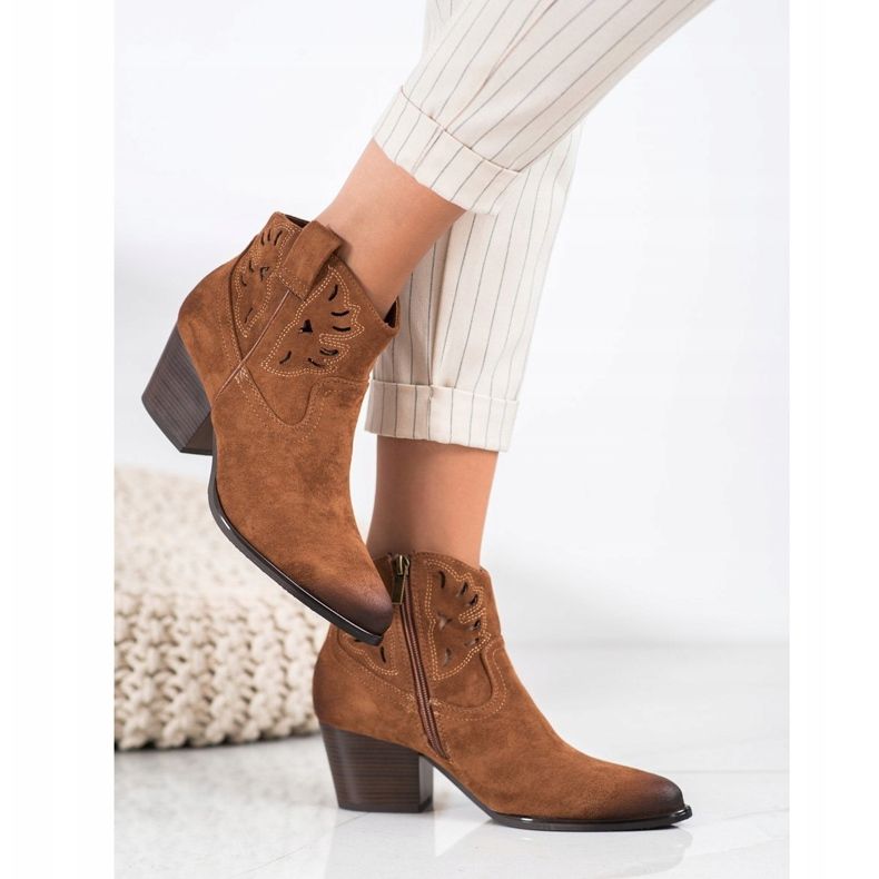 VINCEZA öppnade cowboystövlar brun 1