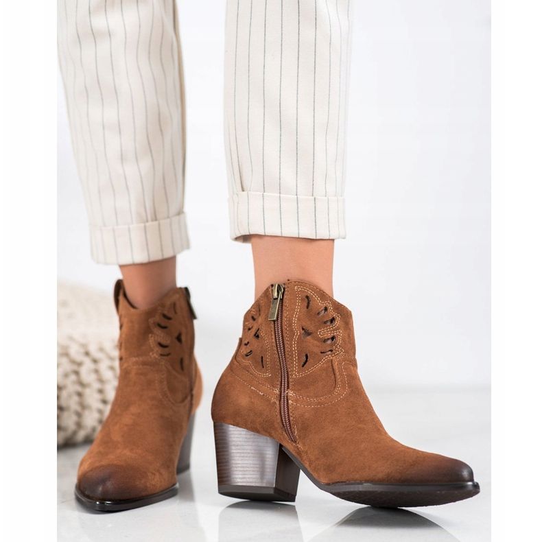 VINCEZA öppnade cowboystövlar brun 2