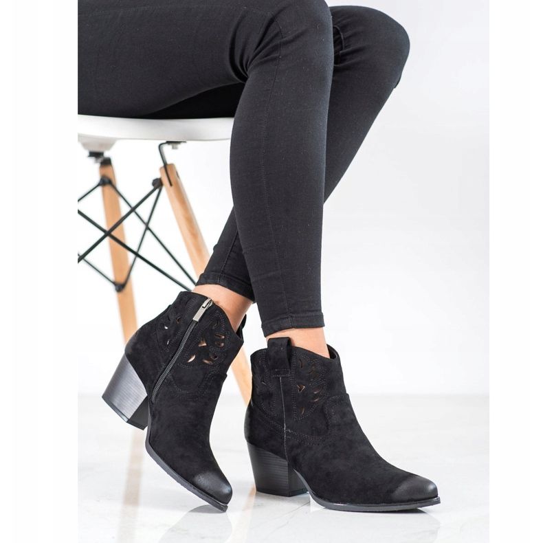 VINCEZA öppnade cowboystövlar svart 1