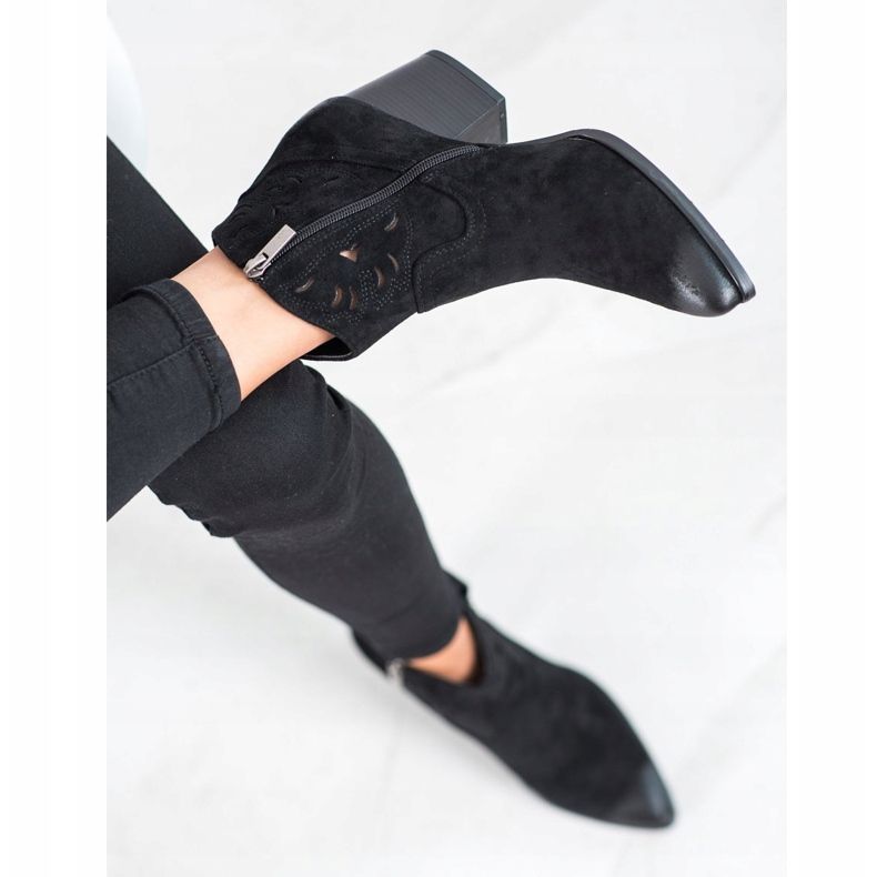 VINCEZA öppnade cowboystövlar svart 2