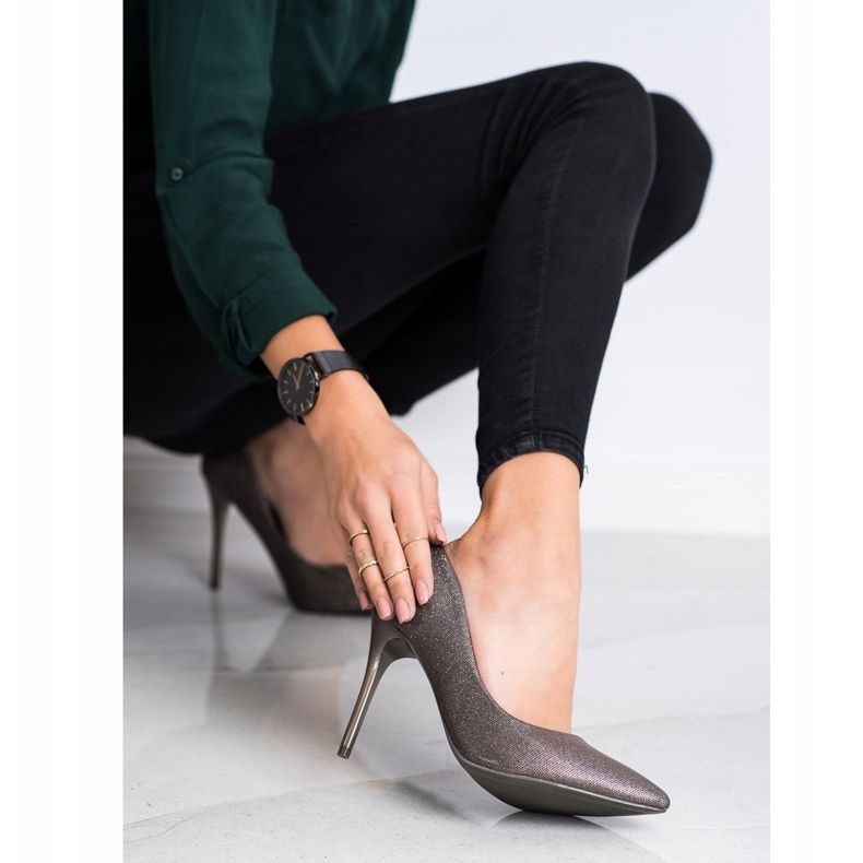 Goodin Fashionabla pumps på en stift grå 1