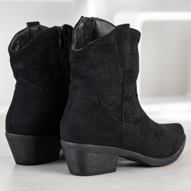 Ideal Shoes Cowboystövlar med mocka svart 1