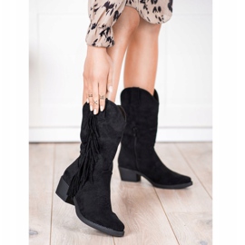 Diamantique Fransade cowboystövlar svart 1