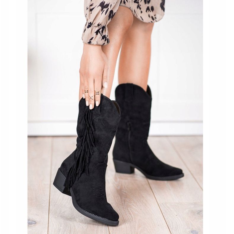 Diamantique Fransade cowboystövlar svart 1