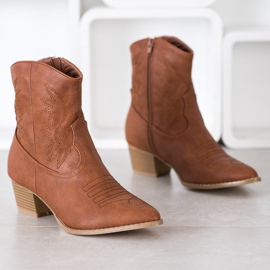 SHELOVET Cowboystövlar med mönster brun 1