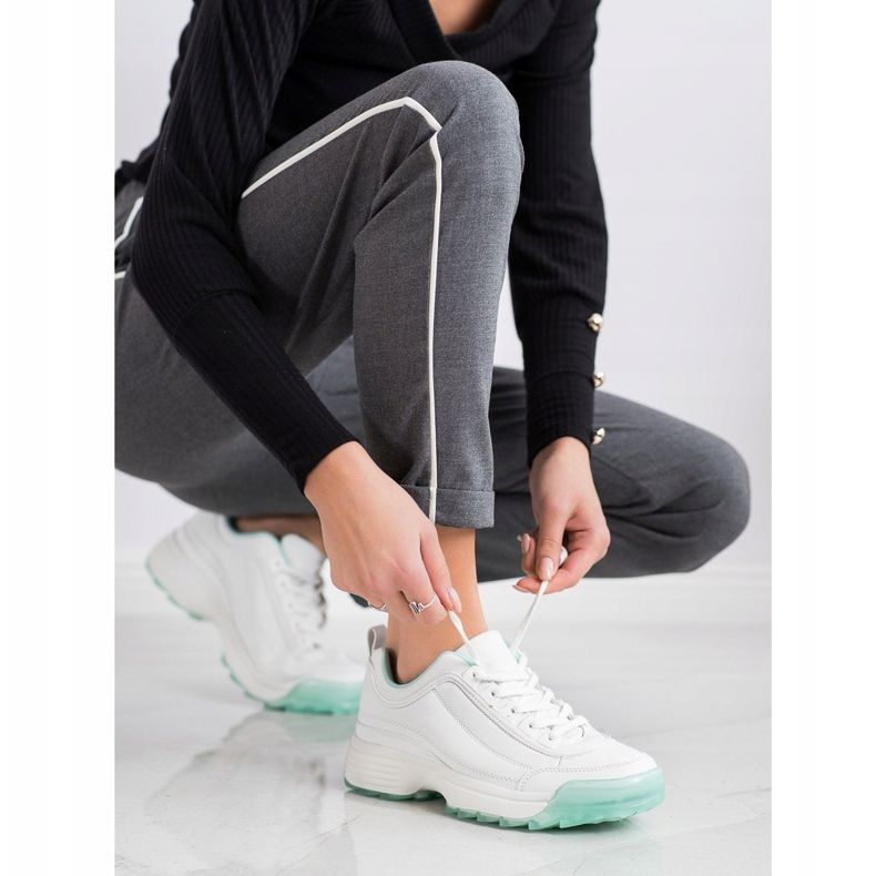 Kylie Trendiga sneakers vit grön 1