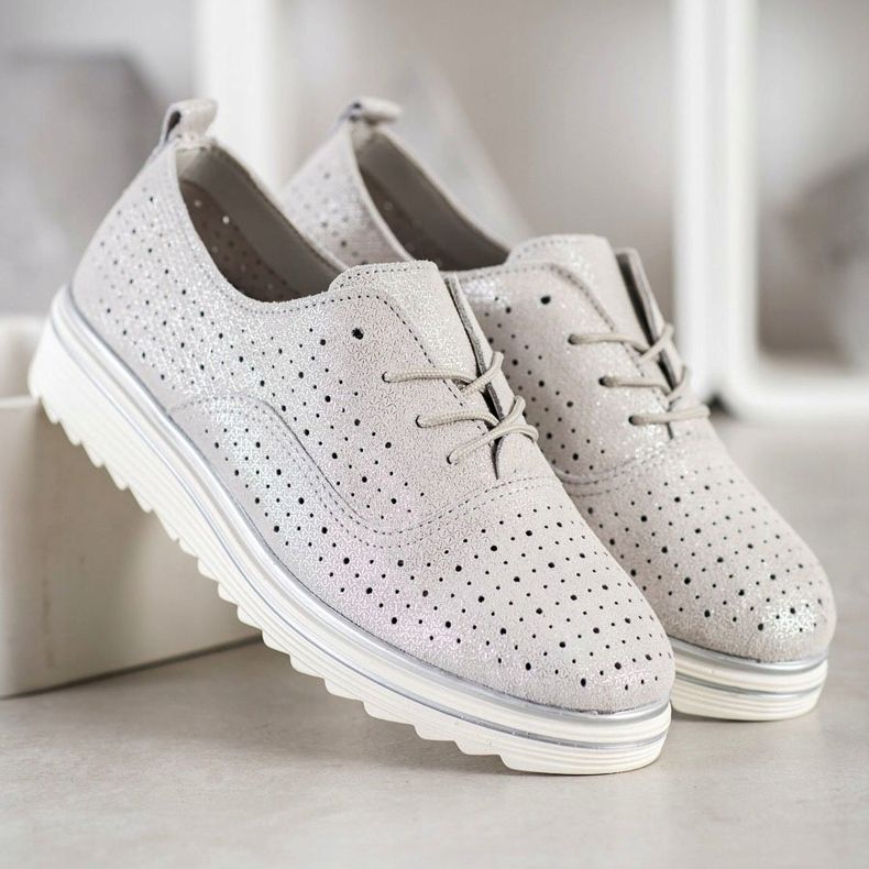 Goodin Openwork läderskor beige 2