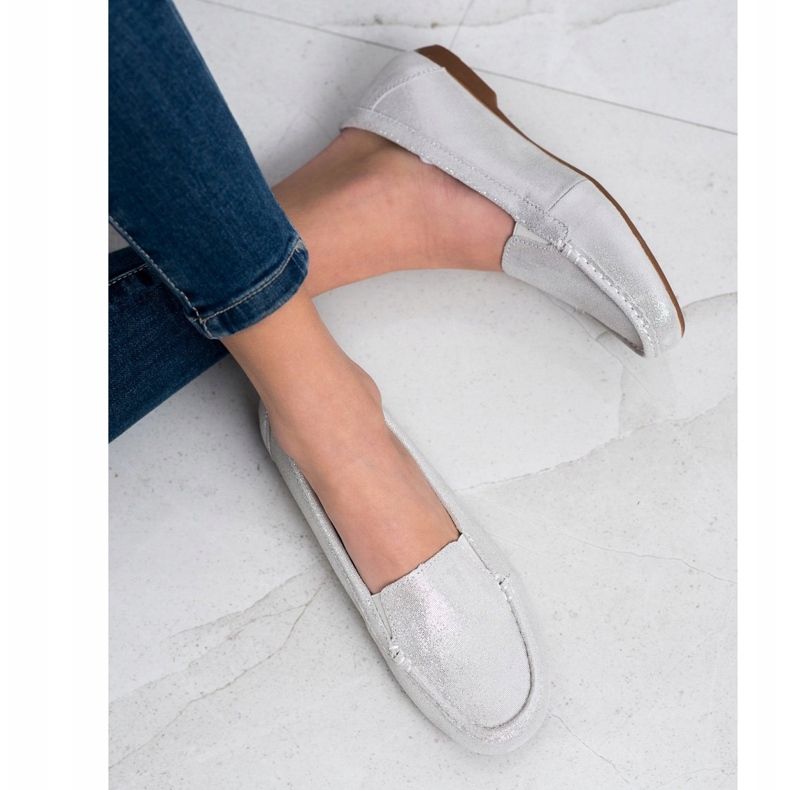 Filippo Glänsande läderloafers silver- 2