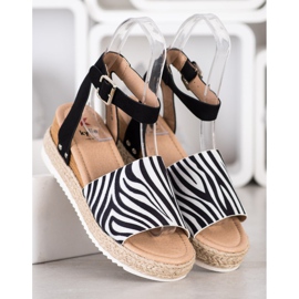 Kylie Zebra Print Wedge Sandaler vit svart 1