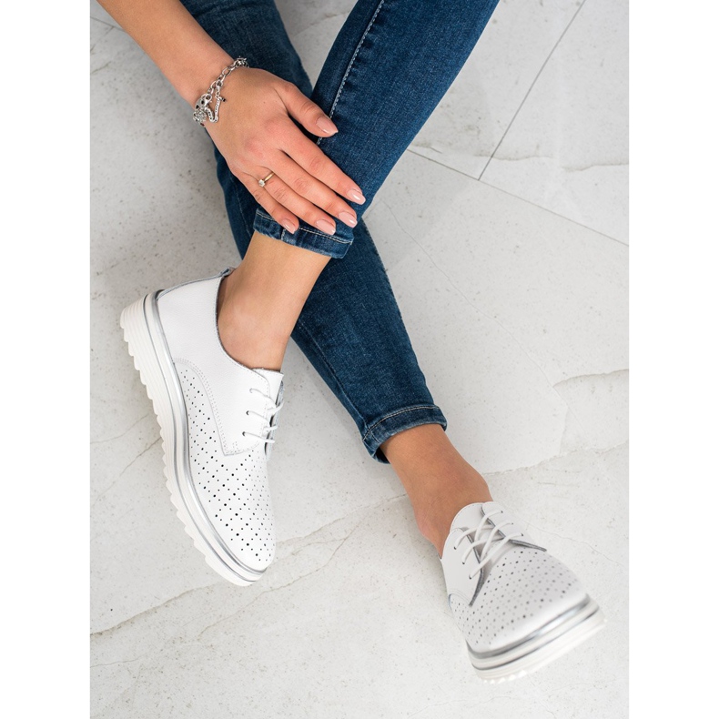 Kylie Läder Brogues på plattformen vit 2