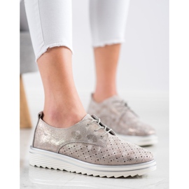 Kylie Läder Brogues på plattformen beige brun 1