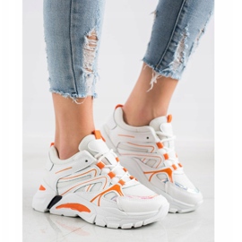SHELOVET Sneakers med orange insats vit 2