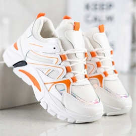 SHELOVET Sneakers med orange insats vit 1