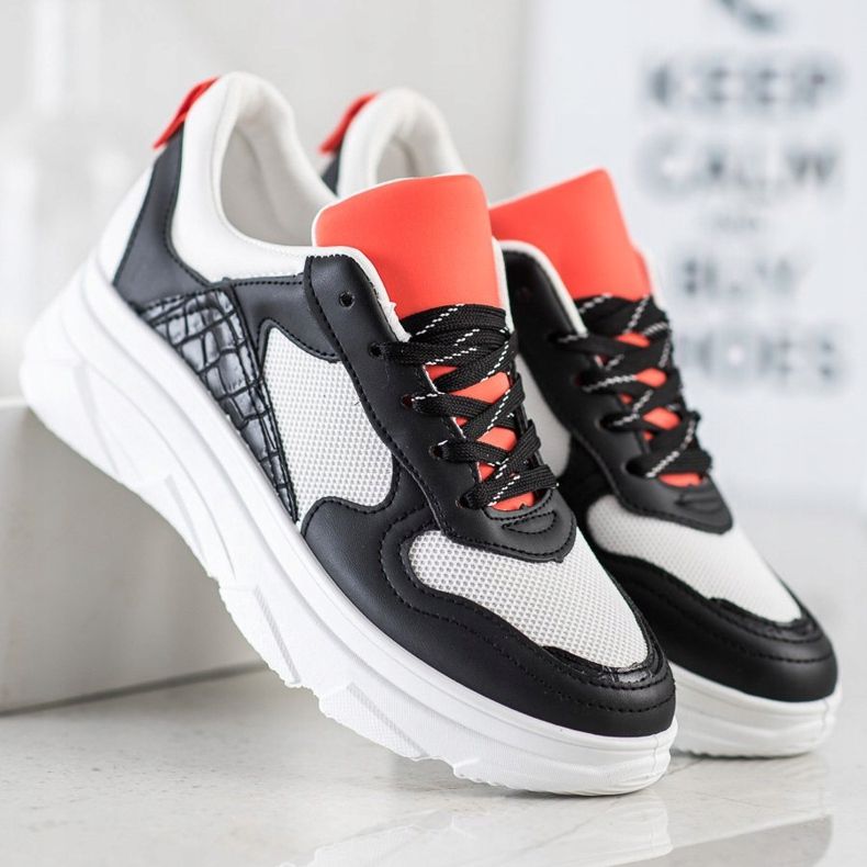 SHELOVET Casual Eco Leather Sneakers vit svart 2