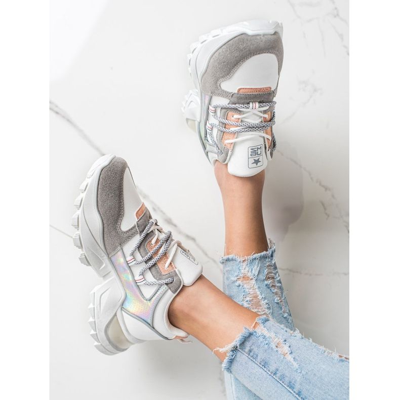 SHELOVET Snygga sneakers vit mångfärgad 1