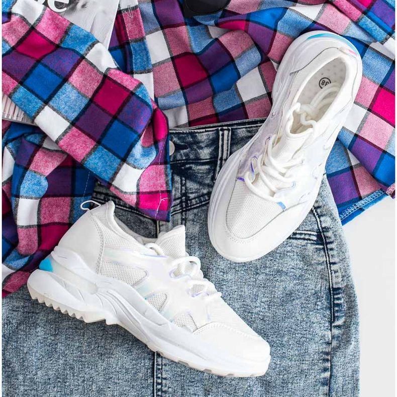 SHELOVET Vårsneakers med Holo -effekt vit 1