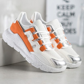 Ideal Shoes Sneakers med orange insats vit 1