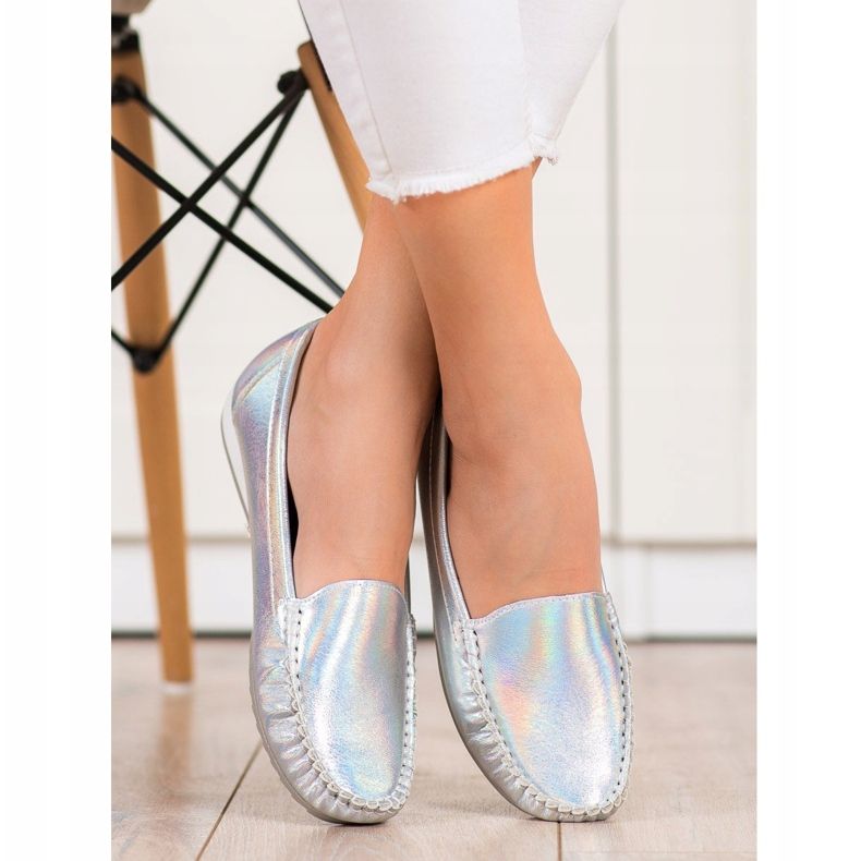 Goodin Glänsande snygga loafers silver- 1