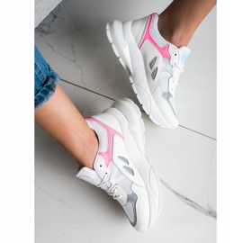 SHELOVET Sneakers på plattformen med mesh vit rosa 1