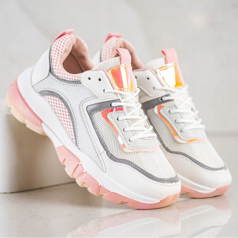 Ideal Shoes Sneakers med glitterinsats vit 2