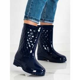 Bona Glänsande Quiltade Wellies marinblå 1