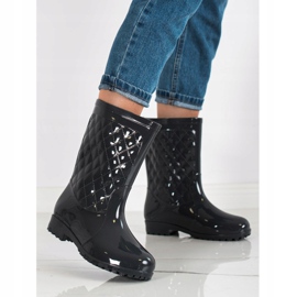 Bona Glänsande Quiltade Wellies svart 1