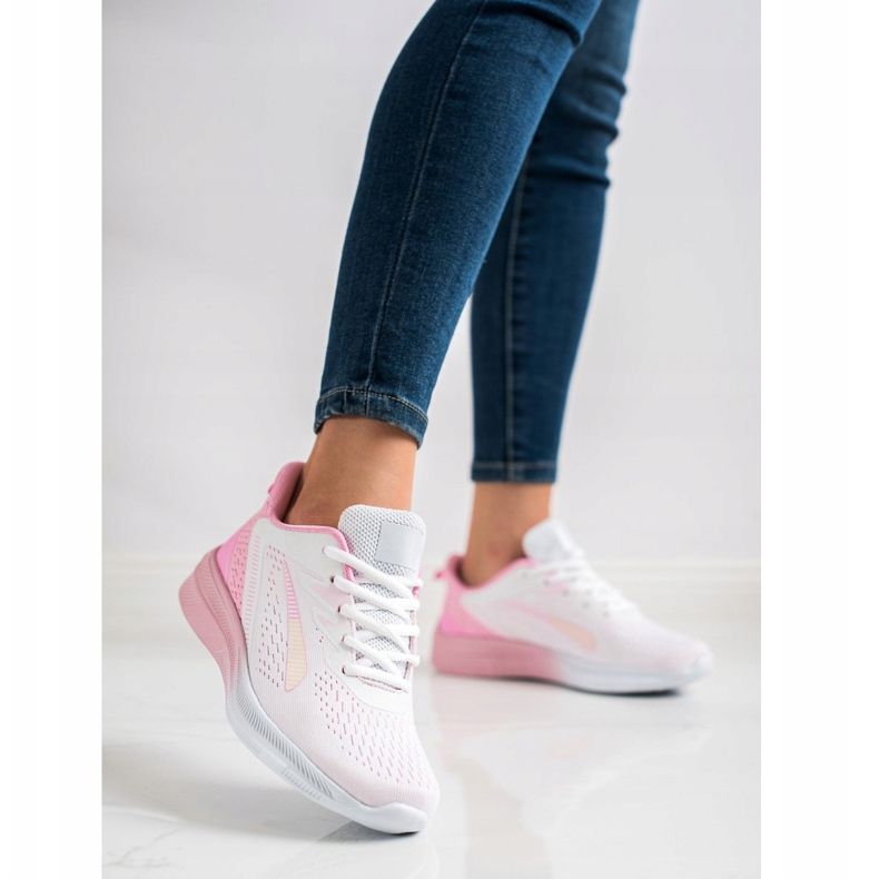 Bona Openwork sneakers för våren vit rosa 1