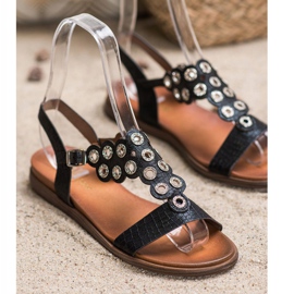 Sergio Leone Eleganta sandaler med cubic zirconia svart 1