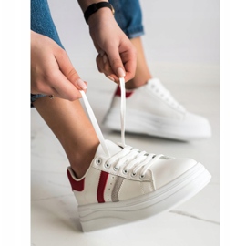 SHELOVET Sneakers med mockaskär vit 2