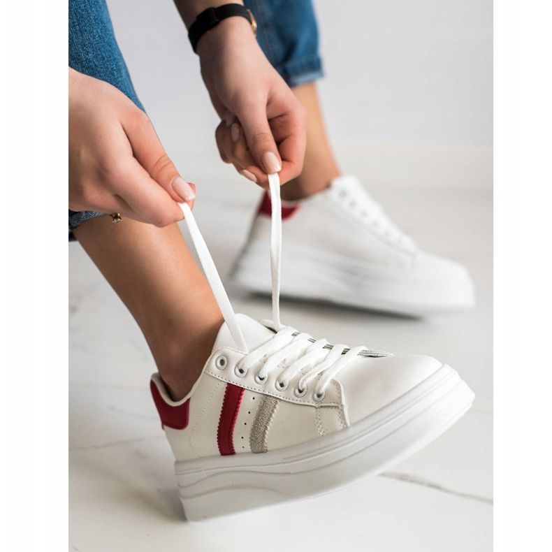 SHELOVET Sneakers med mockaskär vit 2