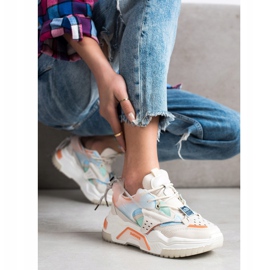SHELOVET Färgglada mode sneakers beige mångfärgad 1