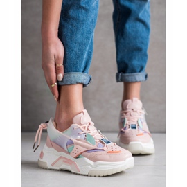 SHELOVET Färgglada mode sneakers rosa mångfärgad 1