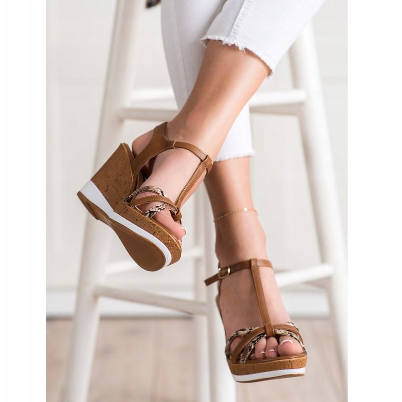 Sergio Leone Sandaler med kil brun 2